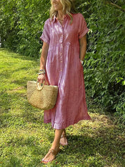 Women's Striped Shirt Dress with Gathered Waist