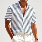 Men's Striped Short Sleeve Button Up Shirt
