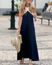 Women's Crossover Maxi Dress with Draped Front