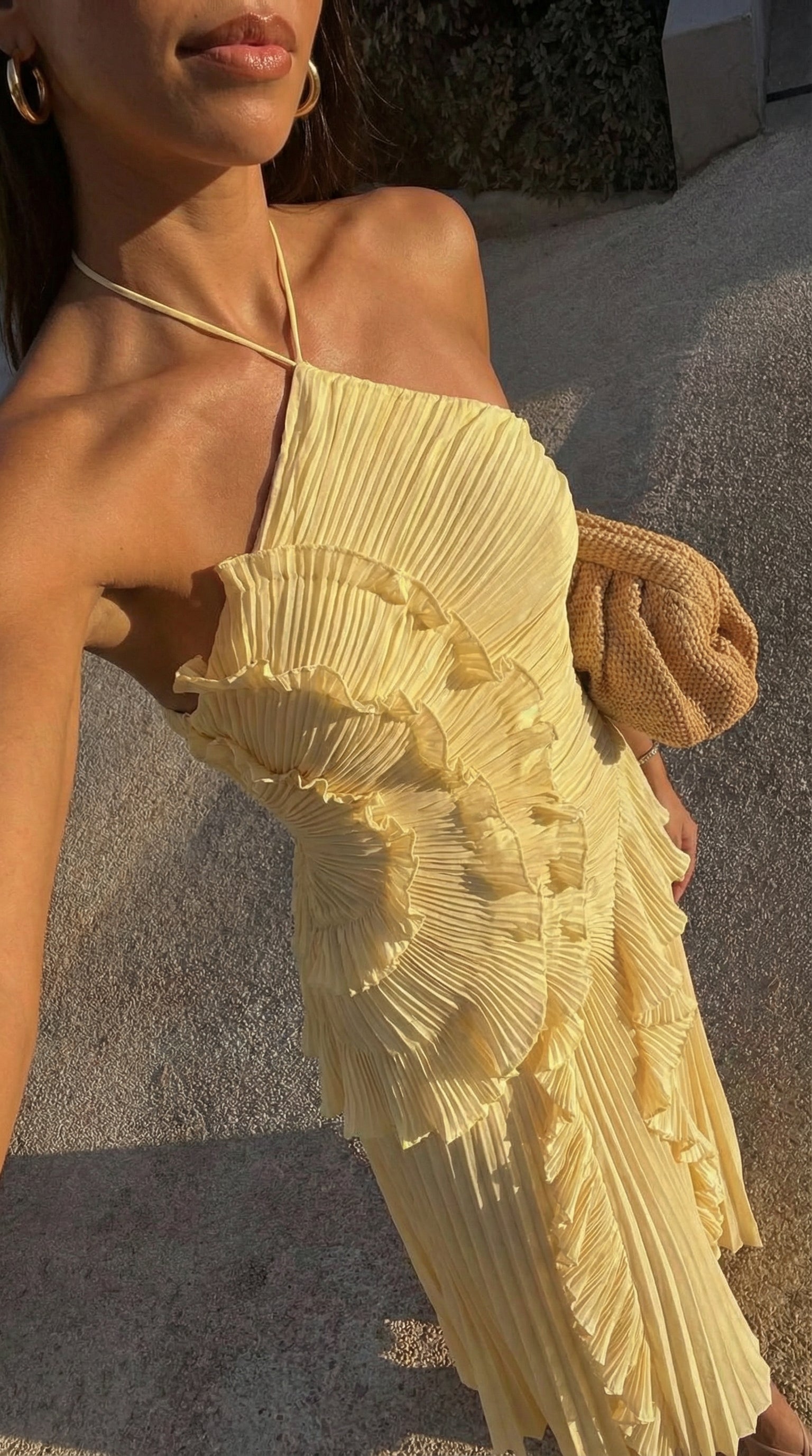 Women's Halter Neck Ruffle Maxi Dress