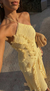Women's Halter Neck Ruffle Maxi Dress