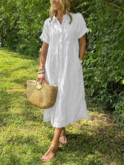 Women's Striped Shirt Dress with Gathered Waist