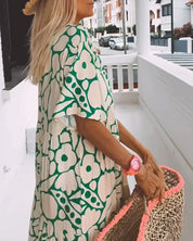 Women's Floral Print Maxi Dress with V-Neck