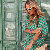 Women's Geometric Print High-Low Maxi Dress