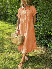 Women's Striped Shirt Dress with Gathered Waist