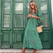 Women's Geometric Print High-Low Maxi Dress