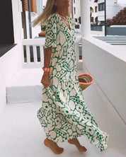Women's Floral Print Maxi Dress with V-Neck