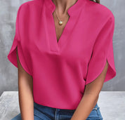 Women's Notch Neck Blouse with Split Sleeves