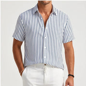 Men's Striped Short Sleeve Button Up Shirt