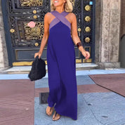 Women's Crossover Maxi Dress with Draped Front