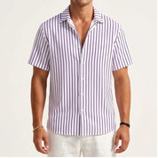 Men's Striped Short Sleeve Button Up Shirt