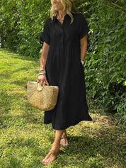 Women's Striped Shirt Dress with Gathered Waist