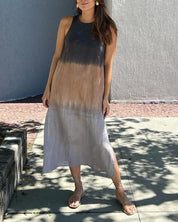 Women's Ombre Sleeveless Maxi Dress with Round Neck