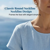Women's Round Neck Midi Dress with Button Detail