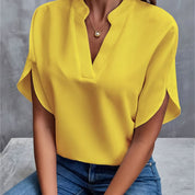 Women's Notch Neck Blouse with Split Sleeves