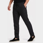Men's Linen Blend Trousers with Drawstring Waist