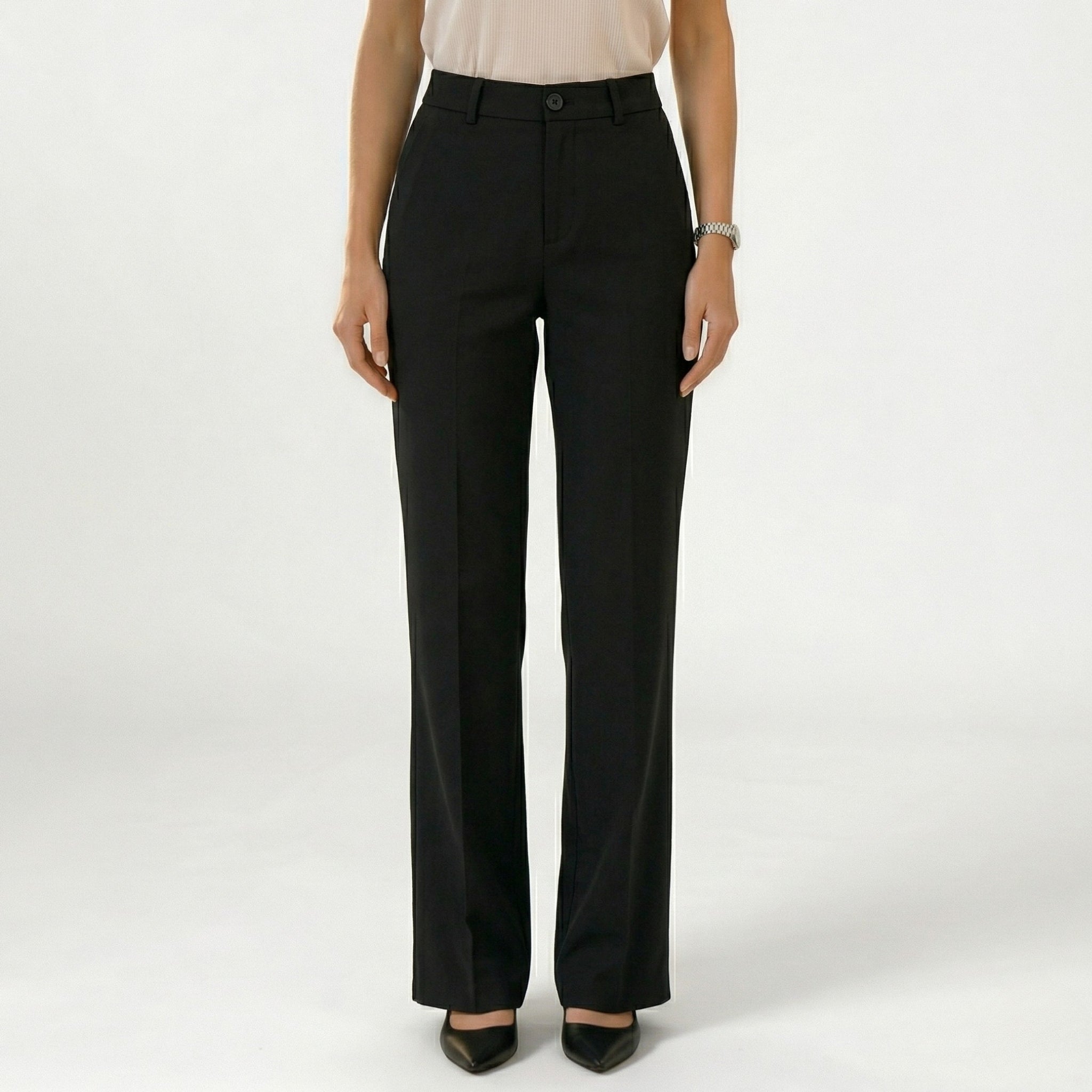 Women's Straight Fit Mid-Rise Trousers