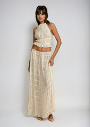 Women's Ruffled Halter Top Maxi Skirt Set