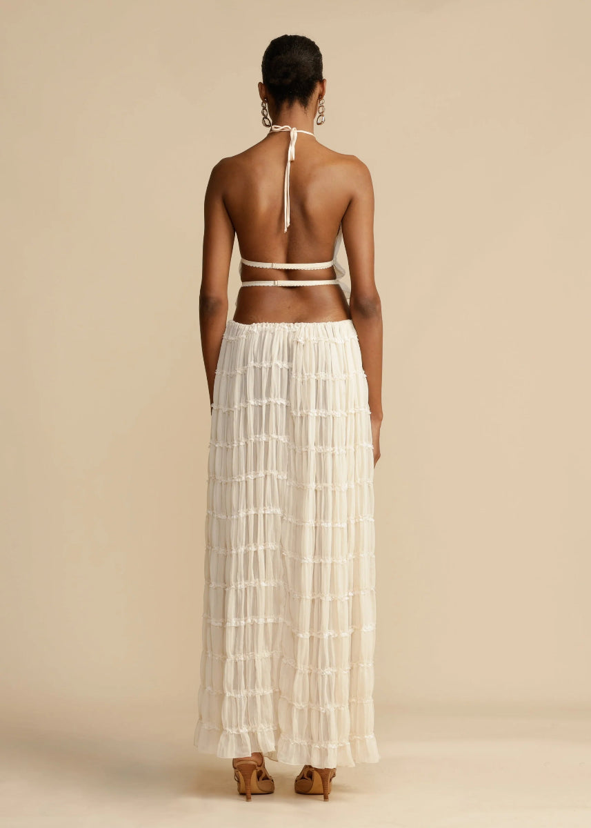Women's Ruffled Halter Top Maxi Skirt Set