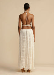 Women's Ruffled Halter Top Maxi Skirt Set