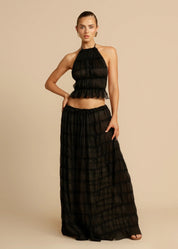 Women's Ruffled Halter Top Maxi Skirt Set