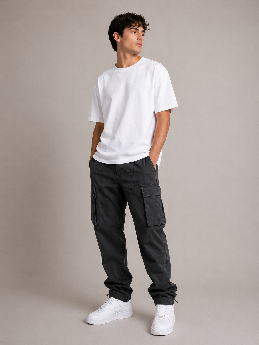 Men's Relaxed Fit Cargo Trousers with Pockets