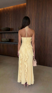 Women's Halter Neck Ruffle Maxi Dress