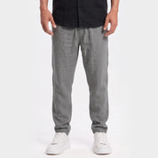 Men's Linen Blend Trousers with Drawstring Waist
