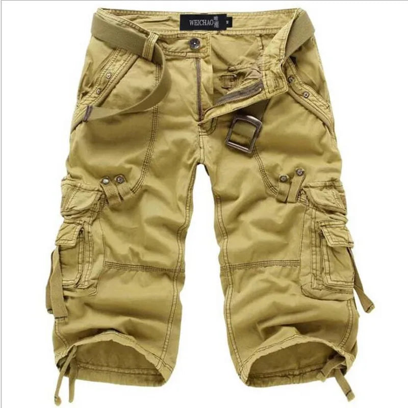 Men's Cotton Cargo Shorts with Snap Pockets