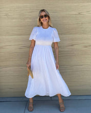 Women's Cotton Smock Midi Dress with A-Line Fit