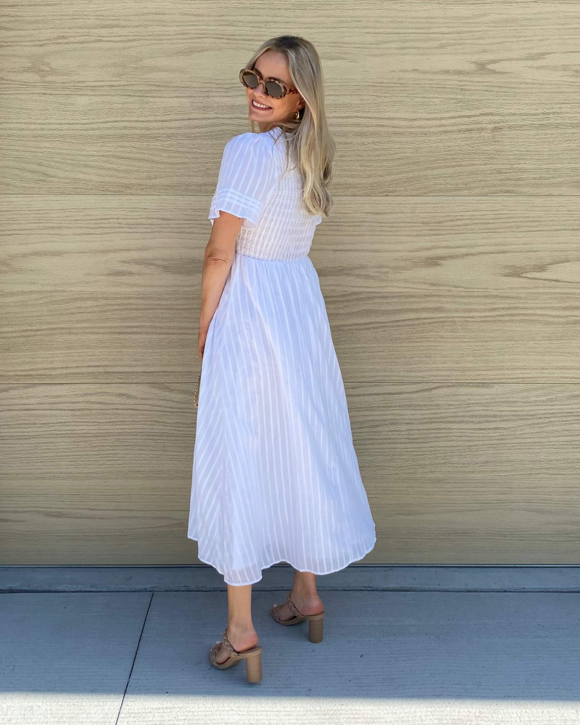 Women's Cotton Smock Midi Dress with A-Line Fit