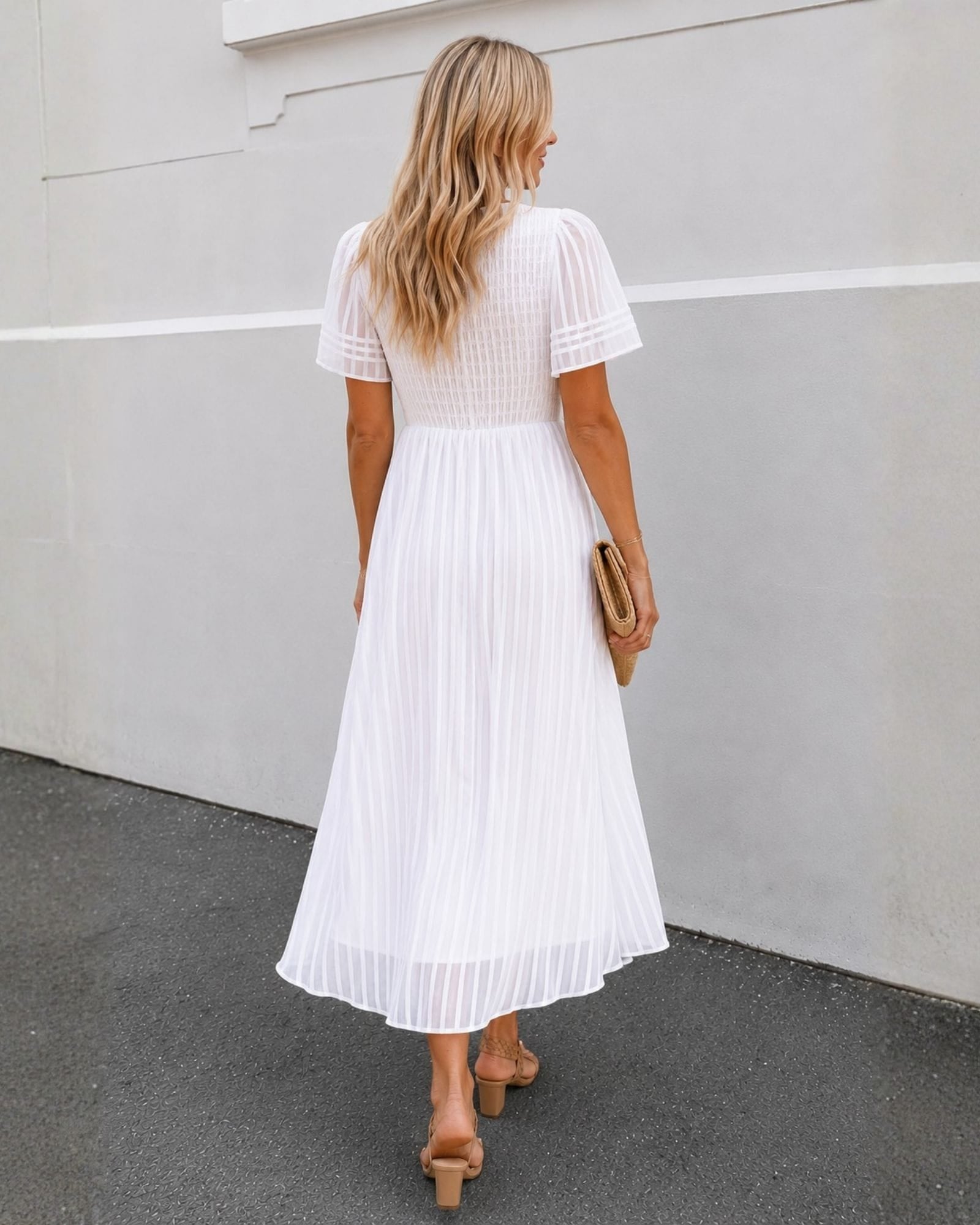 Women's Cotton Smock Midi Dress with A-Line Fit