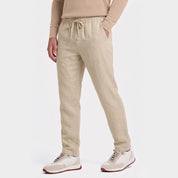 Men's Linen Blend Trousers with Drawstring Waist