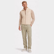 Men's Linen Blend Trousers with Drawstring Waist