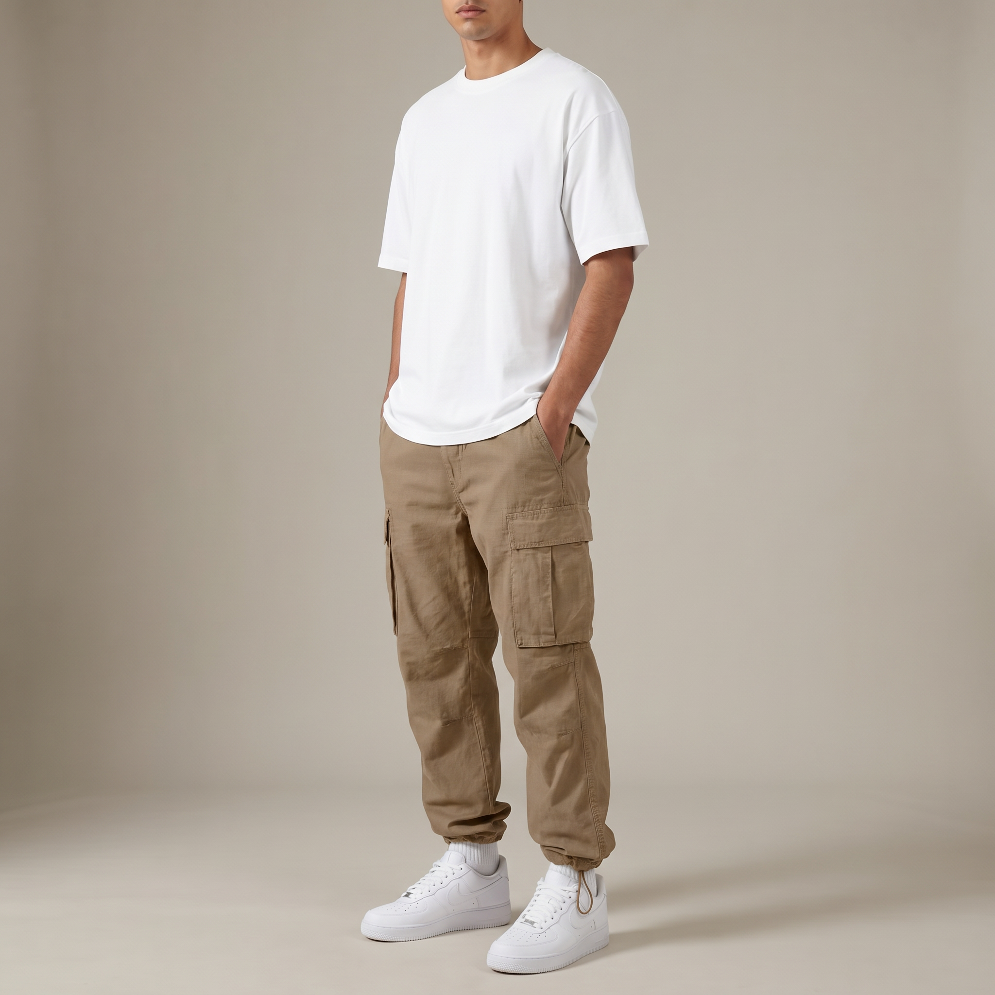 Men's Relaxed Fit Cargo Trousers with Pockets