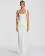 Women's Corset Maxi Dress with Draped Skirt