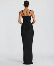 Women's Corset Maxi Dress with Draped Skirt