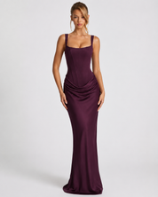 Women's Corset Maxi Dress with Draped Skirt