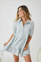 Women's Cotton Tiered Mini Shirt Dress