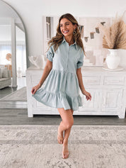 Women's Cotton Tiered Mini Shirt Dress