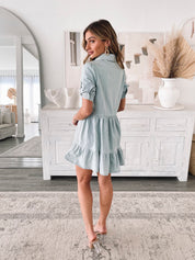 Women's Cotton Tiered Mini Shirt Dress