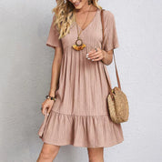 Women's Ruffle Hem Mini Dress with Cinched Waist