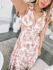 Women's Floral Maxi Dress with Side Cutouts