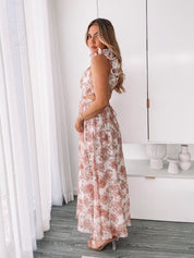 Women's Floral Maxi Dress with Side Cutouts