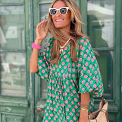 Women's Geometric Print High-Low Maxi Dress