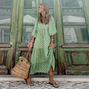 Women's Geometric Print High-Low Maxi Dress