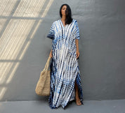 Women's Tie Dye Maxi Dress with V-Neck