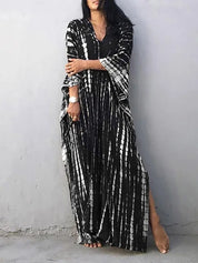 Women's Tie Dye Maxi Dress with V-Neck