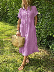 Women's Striped Shirt Dress with Gathered Waist