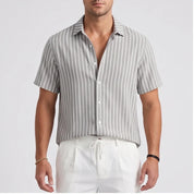 Men's Striped Short Sleeve Button Up Shirt
